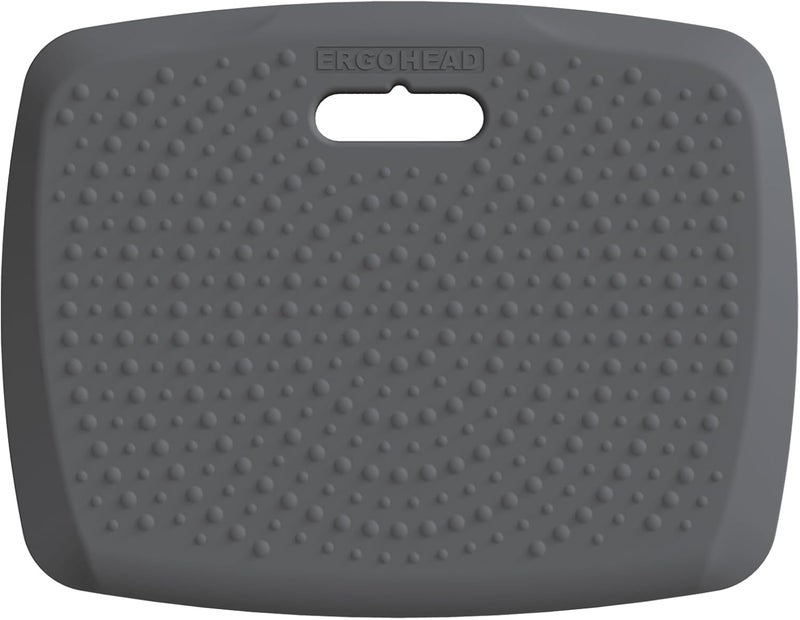 ergohead 3/4 inch Anti Fatigue Comfort Standing Mat, Portable Office Standing Desk Pad, Non Slip Kitchen Mat, Built-in Handle with Massage Points Comfort Floor Mat (Gray, 17" x 22") - Image 1
