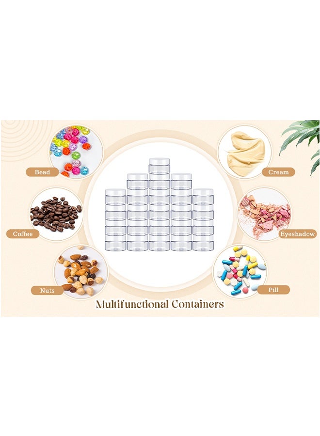 12 × 150 مل برطمانات بلاستيكية حاوية تخزين مستحضرات التجميل البلاستيكية الشفافة والمانعة للتسرب مع غطاء شفاف للسفر والمكياج وظلال العيون والأظافر والبودرة والتلميع والمجوهرات. - Image 5