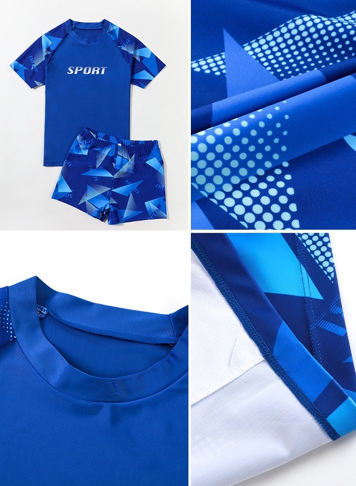 Loquat Boys Printed Quick Dry Split Swimsuits Set Short Sleeve Swim Shirts ,Swim Trunks 2 Piece Swim Set - Image 3