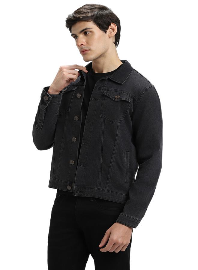 Dennis Lingo Regular Fit Black Men's Washed Denim Jacket, Full Sleeves, Spread Collar, Casual, Button Closure  - Image 5