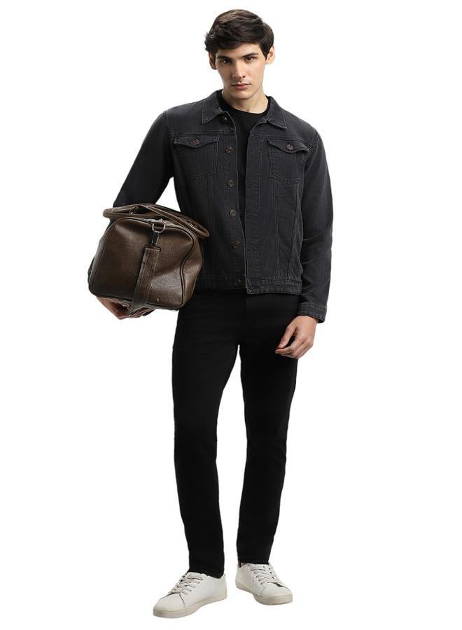 Dennis Lingo Regular Fit Black Men's Washed Denim Jacket, Full Sleeves, Spread Collar, Casual, Button Closure  - Image 1