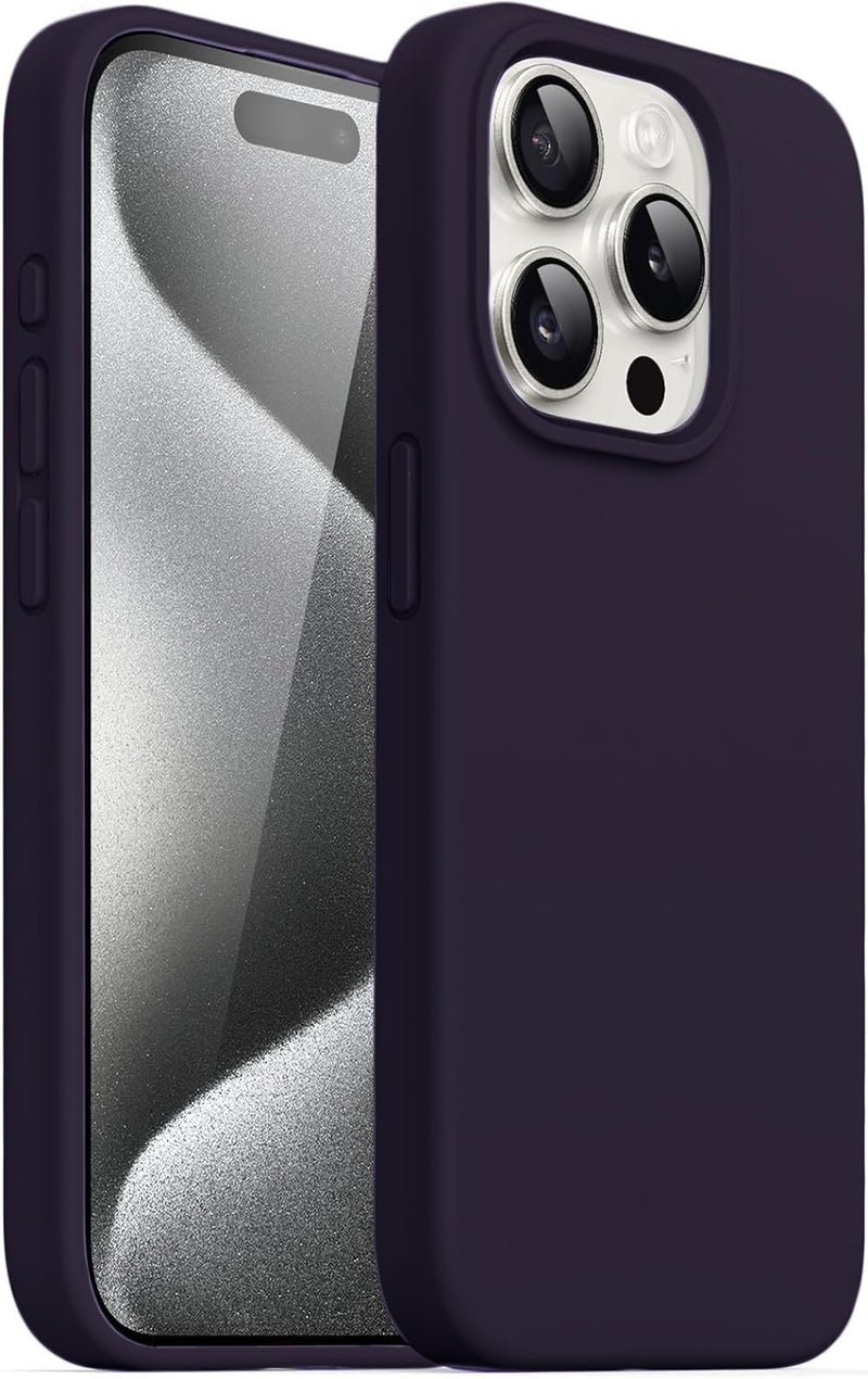 DIZORO Compatible for iPhone 15 Pro Max Case 6.7, Slim Liquid Silicone 3 Layers Full Covered Soft Gel Rubber Phone Case Protective Cover 6.7 Inch - Deep Purple - Image 1