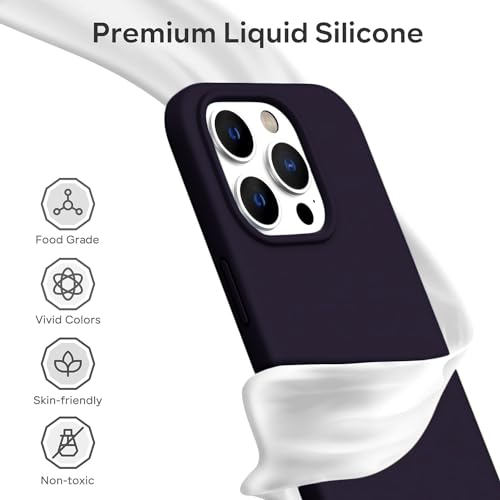 DIZORO Compatible for iPhone 15 Pro Max Case 6.7, Slim Liquid Silicone 3 Layers Full Covered Soft Gel Rubber Phone Case Protective Cover 6.7 Inch - Deep Purple - Image 4