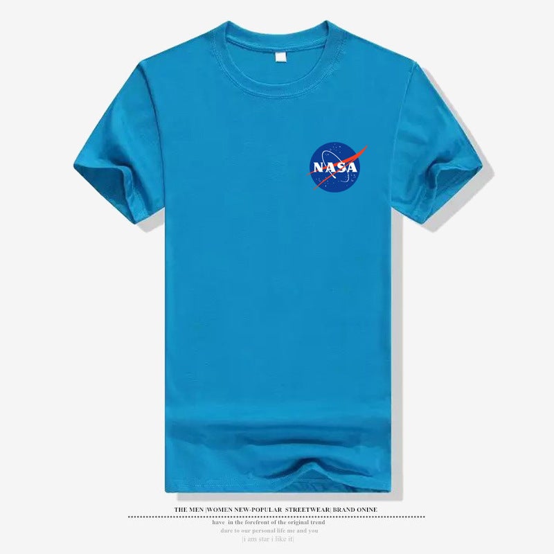 American Astronaut Nasa Galaxy Earth Print T-Shirt Cotton Crewneck Half Sleeve Shirt Couple Sports Top - Image 1