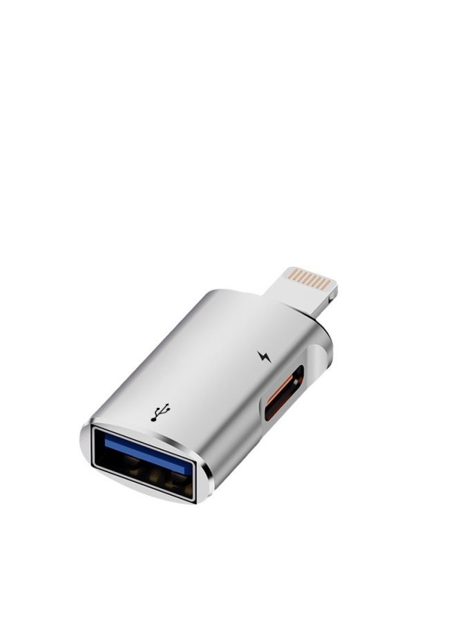 Generic - Applicable Lightning To USB3.0OTG Adapter For AppleMobile Phone Tablet USB Disk Mouse Keyboard-Interface Form:Silver Bag (For AppleTo USB C Charging) - Image 1