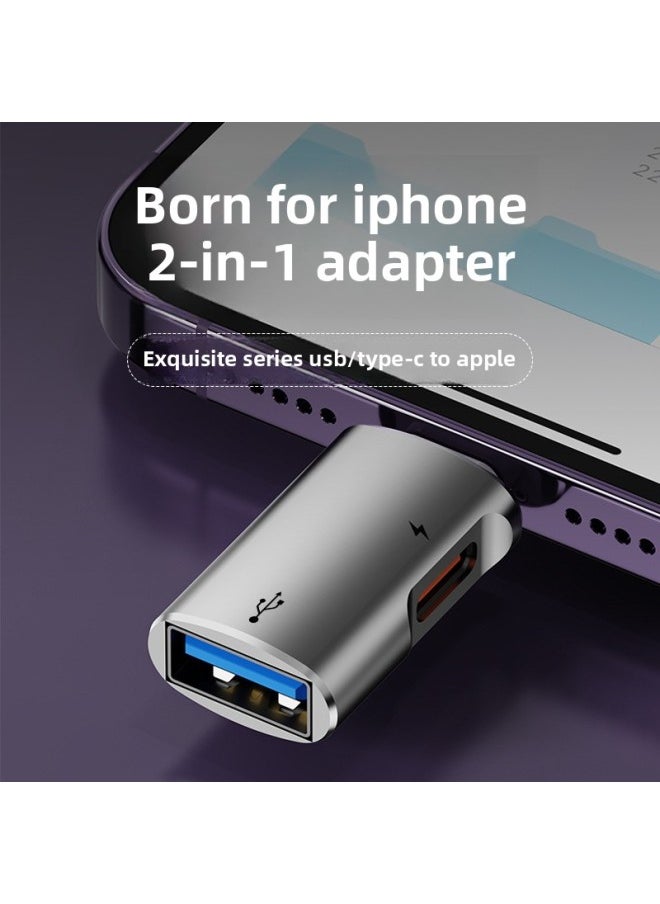 Generic - Applicable Lightning To USB3.0OTG Adapter For AppleMobile Phone Tablet USB Disk Mouse Keyboard-Interface Form:Silver Bag (For AppleTo USB C Charging) - Image 1