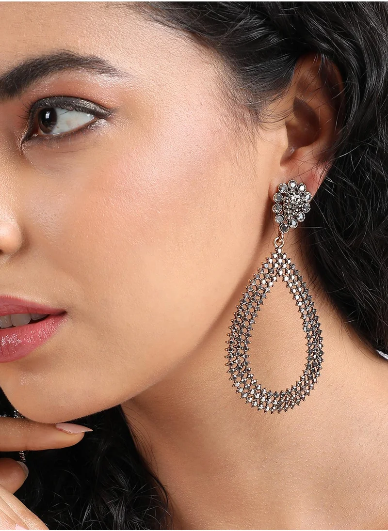 SOHI Maxi Intricate Antique Teardrop Drop Earrings