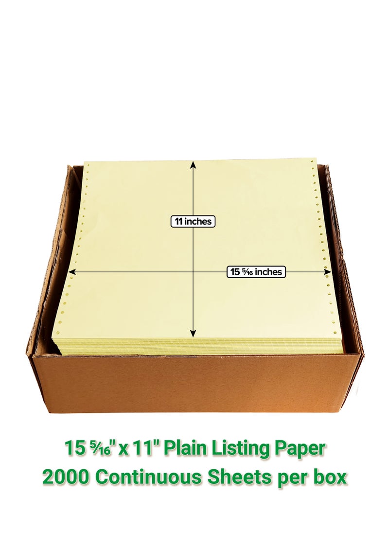 Abulhoul Printing Press LLC ABULHOUL Continuous Plain Listing Computer Paper 15 5/16” x 11” YELLOW Ply Single 2000 Sheets Per Box 60gsm (±5% In Actual Weight) Used For Wide Dot-Matrix Impact Printers With Ink Ribbons  - Image 2