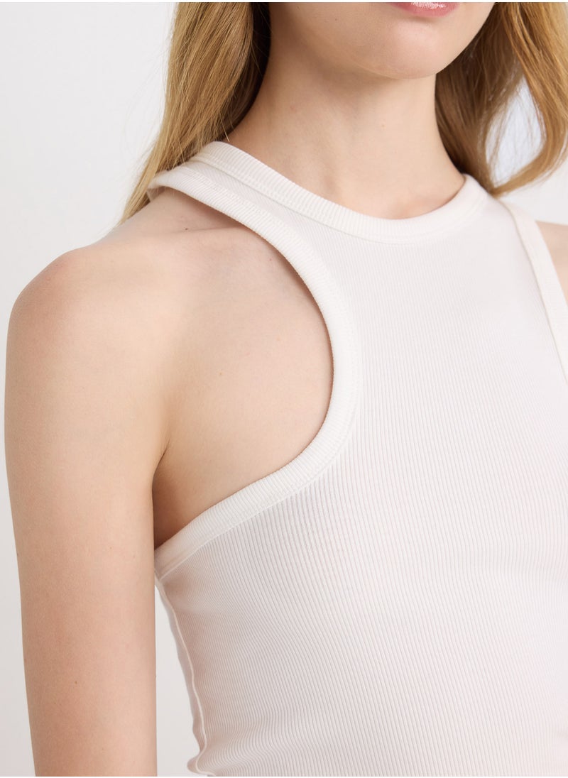 DeFacto - Fitted Asymmetric Ribbed Tank Top - Image 1