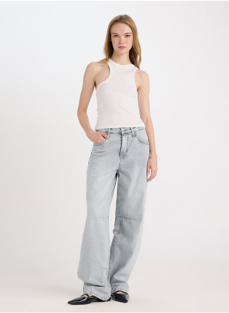 DeFacto - Fitted Asymmetric Ribbed Tank Top - Image 1