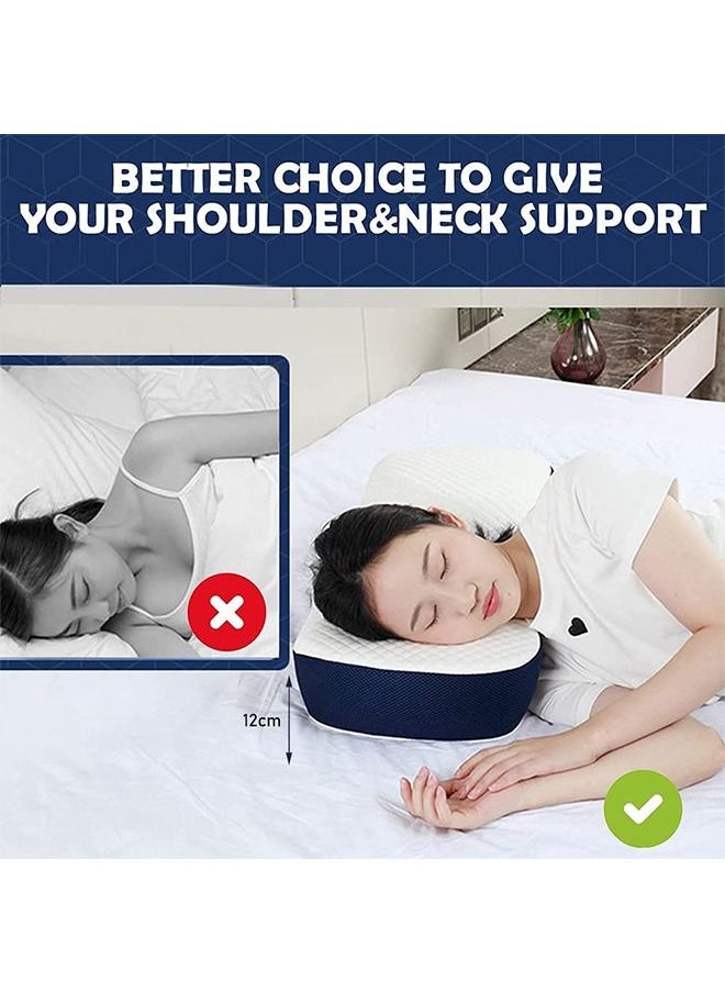 DMG TECH - DMG Memory Foam Pillow for Sleeping, Contour Memory Foam Pillow for Neck Pain Relief,Adjustable Cervical Pillow for Neck and Shoulder,Orthopedic Neck Pillow with Washable Cover (Navy Blue) - Image 1