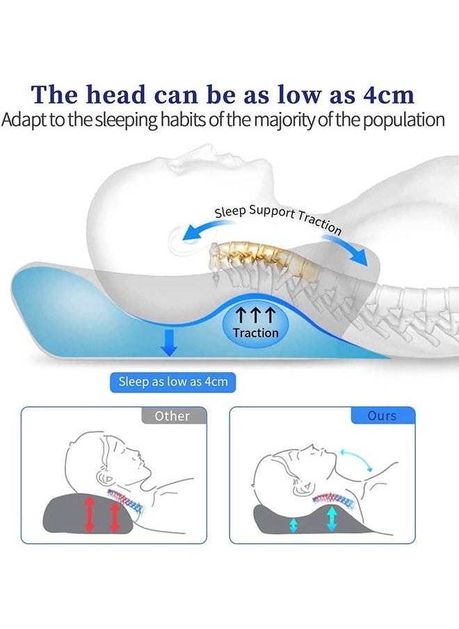 DMG TECH - DMG Memory Foam Pillow for Sleeping, Contour Memory Foam Pillow for Neck Pain Relief,Adjustable Cervical Pillow for Neck and Shoulder,Orthopedic Neck Pillow with Washable Cover (Navy Blue) - Image 1