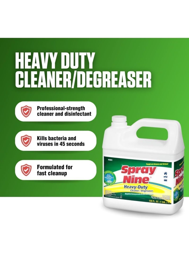 Spray Nine 26801 Heavy Duty Cleaner, Degreaser & Disinfectant, Citrus Scent, Indoor & Outdoor Cleaner for Kitchens, Bathrooms, Yard Equipment Automotive & Industrial 1 Gallon (Pack of 1) - Image 3