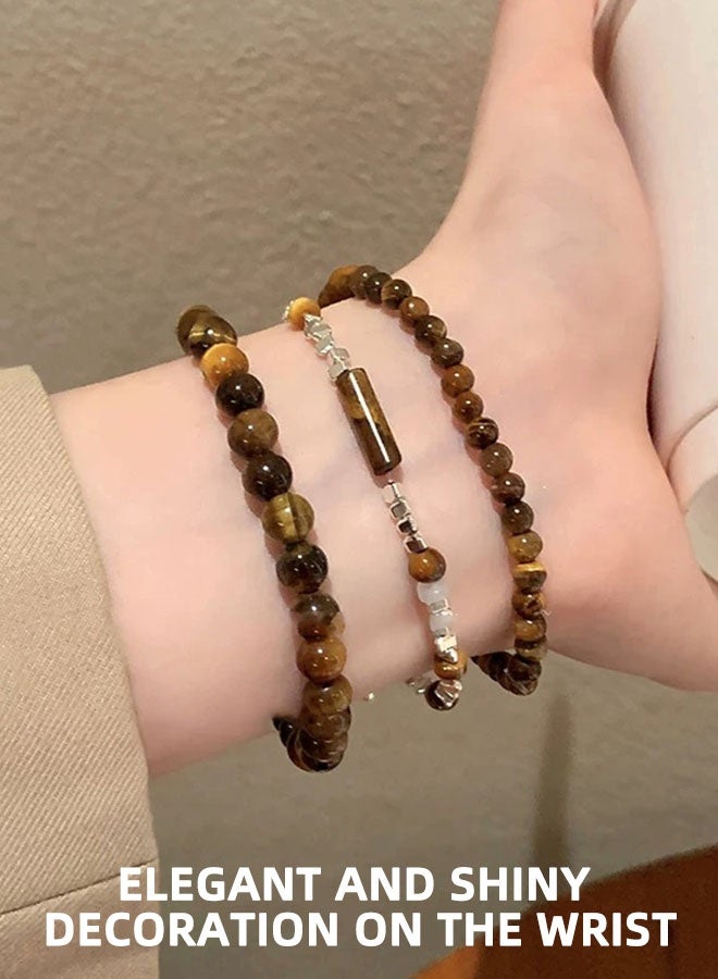 مجموعة أساور عين النمر (3 قطع). عين النمر: يُحسّن صفاء الذهن والثقة بالنفس. مجوهرات كريستال روحية، مجوهرات حجر الحارس، هدية مناسبة للرجال والنساء. - Image 5