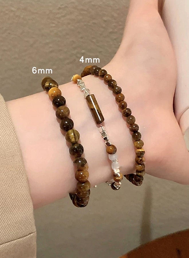 مجموعة أساور عين النمر (3 قطع). عين النمر: يُحسّن صفاء الذهن والثقة بالنفس. مجوهرات كريستال روحية، مجوهرات حجر الحارس، هدية مناسبة للرجال والنساء. - Image 1