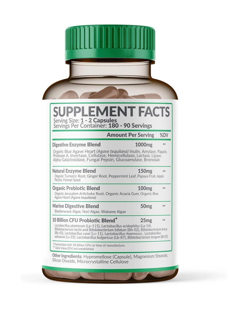 Wholesome Wellness Digestive Enzymes 1000MG Plus Prebiotics & Probiotics Supplement, 180 Capsules  - Image 2