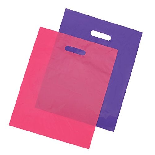 Inevitable 100 12x15 Glossy Pink and Purple Plastic Merchandise Bags w/Handles - Image 3