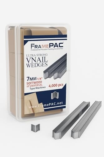 FramePac V Nails for Picture Frames Softwood Universal UNI 7mm 14 Inch 4000 VNail Pack Stacked for use in Automatic V Nailer for Picture Framing Automatic V Nailer for Picture Frames