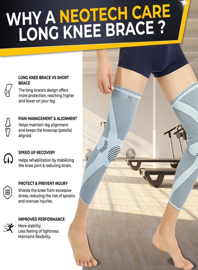 Neotech Care Leg and Knee Support Sleeve (1 Pair) - Bamboo Fiber Knitted Fabric - Elastic & Breathable - Medium Compression - Grey Color (Size M) - Image 4