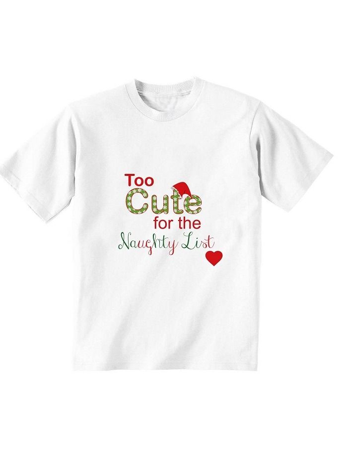 Fay Lawson White T-shirt Too Cute for the Naughty List- Age 1-2 years