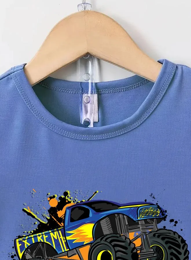 Take Two Take Two Boys Blue Graphic Monster Truck T-Shirt
