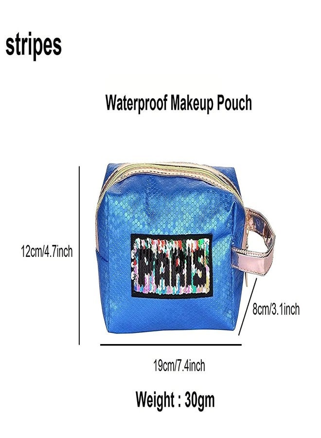 STRIPES® Essentials Rectangle Shape Cosmetic Bag Makeup Pouch Travel Kit with Reversible Sequins for Women and Girls Stylish Toiletries Pouch ((Random Color Any 2 Pcs) - Image 3