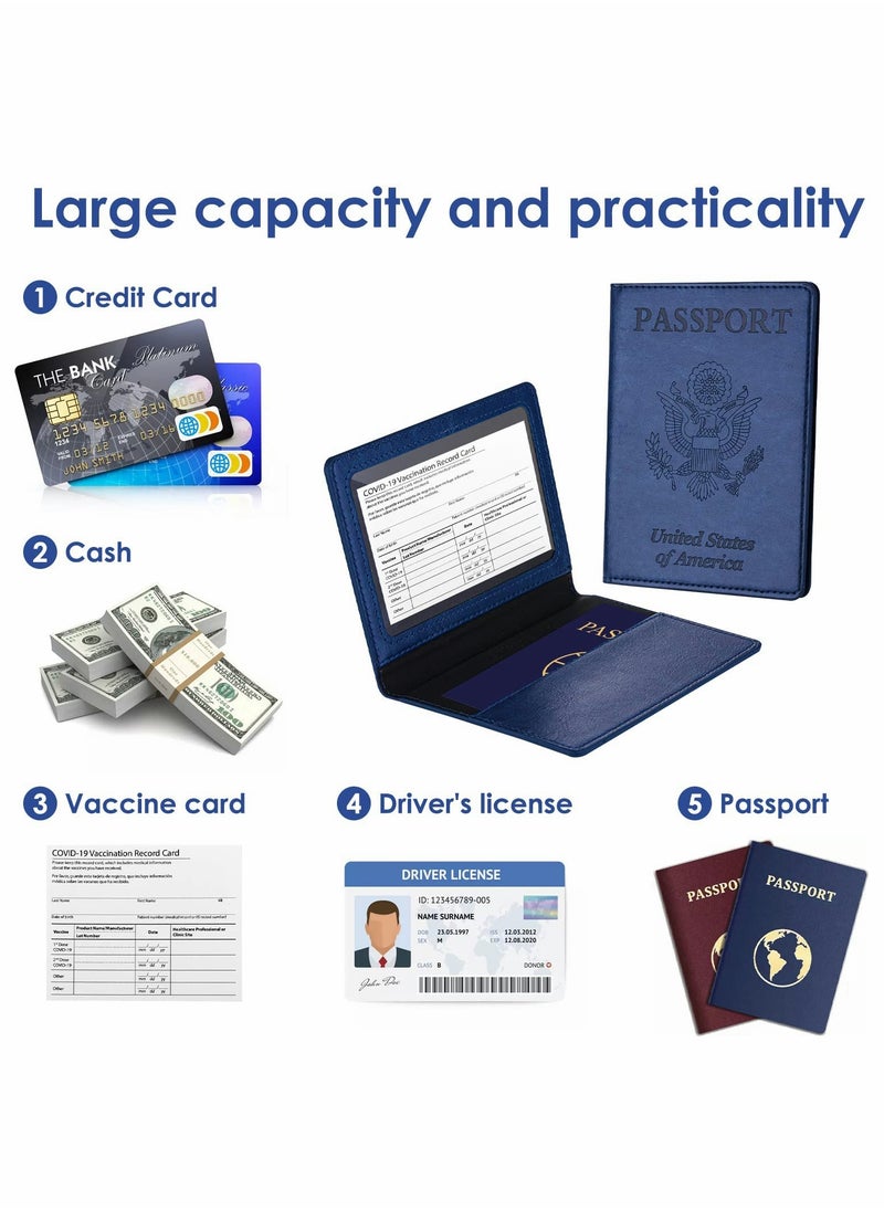 Excefore - Passport Card Holder, PU Leather Passport Holder with Vaccine Card Slot, Waterproof, Passport Cover Case Protector for Women Men - Image 1