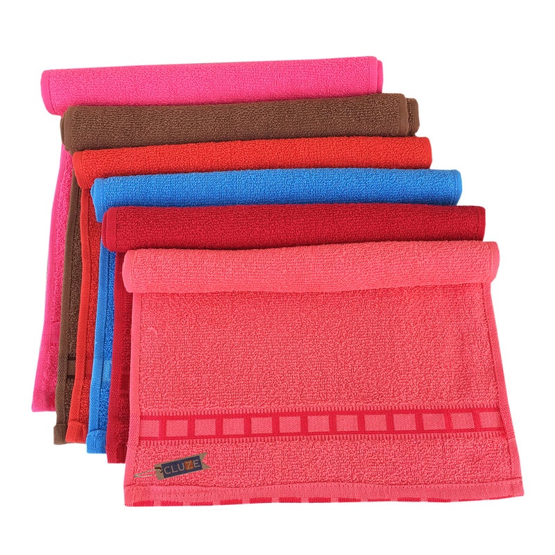 CLUZE Cotton 400 GSM Cotton Hand Towel Set | Extra Soft & Absorbent Towels for Gym & Yoga | 13 x 20 inches (Multicolor) (6) - Image 3