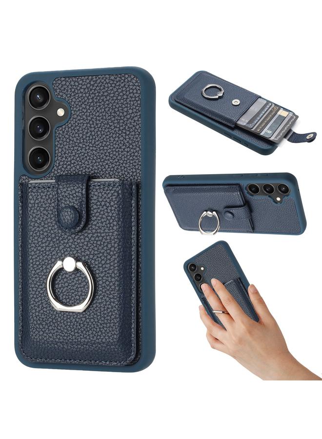 S-TOP Case For Samsung Galaxy A55 5G Global Litchi Texture Drawing Card Bag Ring Holder Phone Case - Image 1