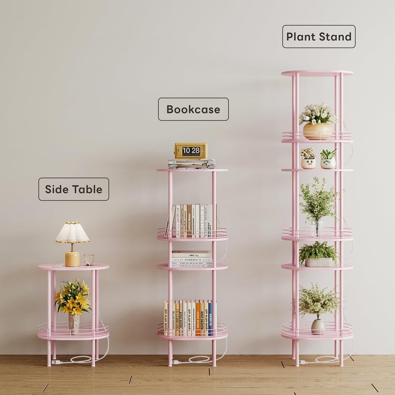DGSANDGO Pink Side Table with Charging Station,Side Tables Living Room,Nightstand with USB Ports and Outlets,Samll End Table for Small Space,Living Room,Bedroom, Nursery,(1PC,Pink) - Image 5