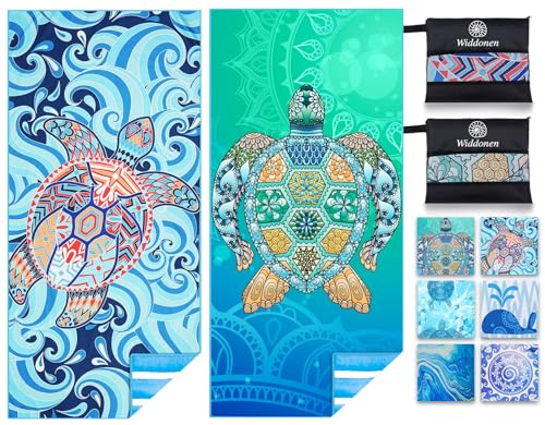Widdonen 2 Pack Microfiber Lightweight Beach Towel Sand Free Quick Dry Absorbent Thin Compact Towels for Swimming Pool Camping Beach Accessories Large Easy Pack Travel Things for Vacation Essentials Gift - Image 1