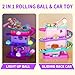 Funwee 2in1 Rolling Ball Racing Car Ramp Toy for Toddlers Race Track Hammer Lights Ball Drop Interactive Montessori Learning Game Birthday Gift Idea for Kids 2 3 4 5Year Old Girl BoyPink - Image 4