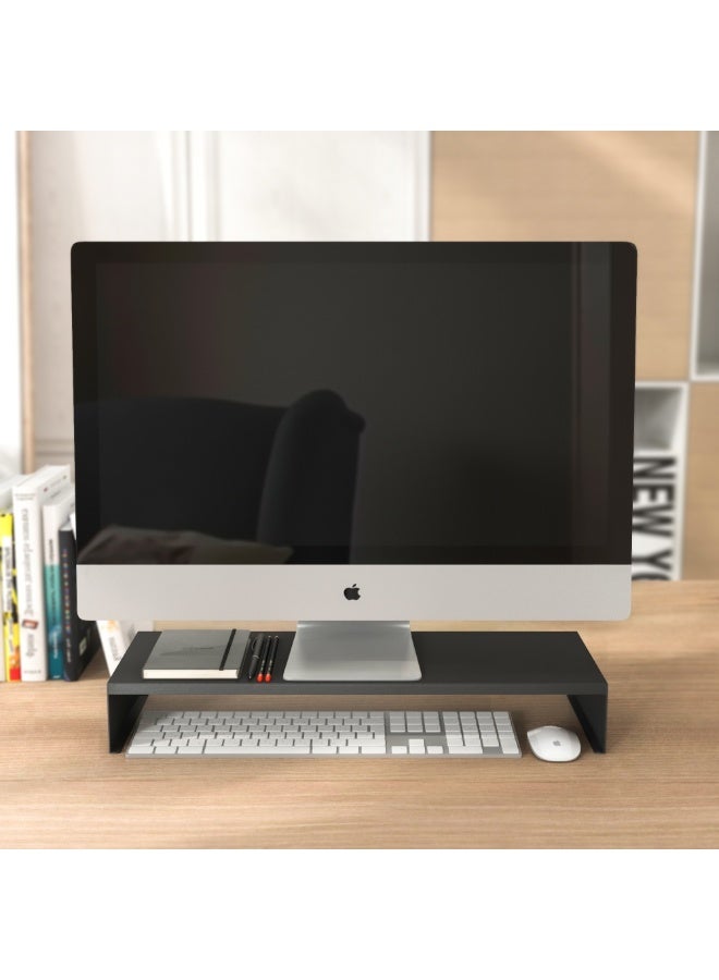 Smart Storage ✨Monitor Stand Riser – Carbon Steel Desktop Monitor Stand with Keyboard Storage, Ergonomic Screen Riser for Office & Home (Black) - Image 3