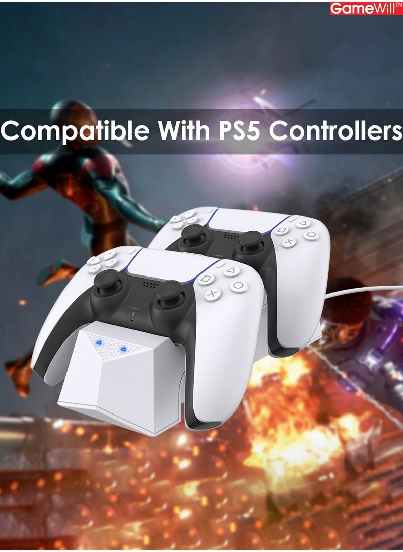 GameWill - Dual Charging Dock for Playstation 5 / PS5 charging station for DualSense Wireless controllers - White - Image 1