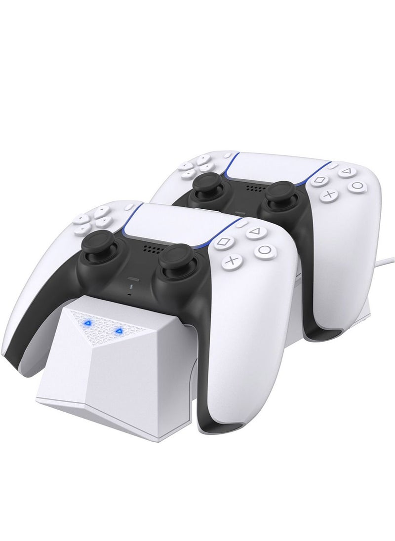 GameWill - Dual Charging Dock for Playstation 5 / PS5 charging station for DualSense Wireless controllers - White - Image 1