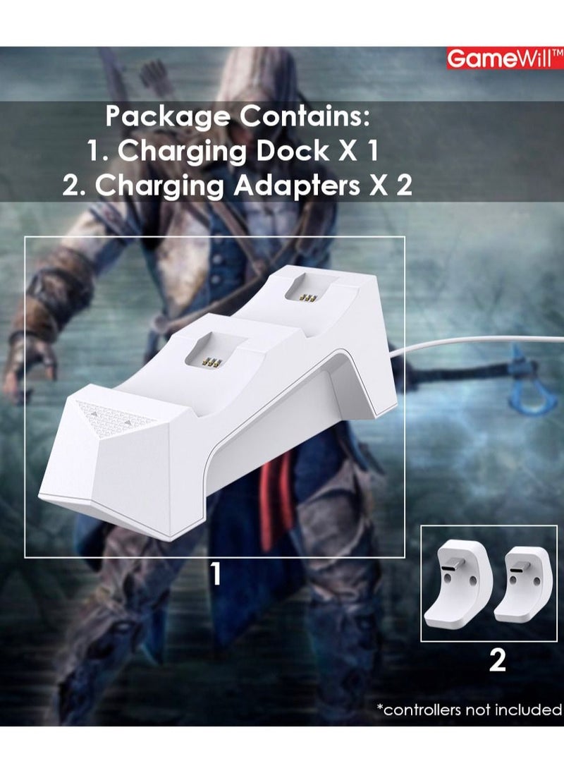 GameWill - Dual Charging Dock for Playstation 5 / PS5 charging station for DualSense Wireless controllers - White - Image 1