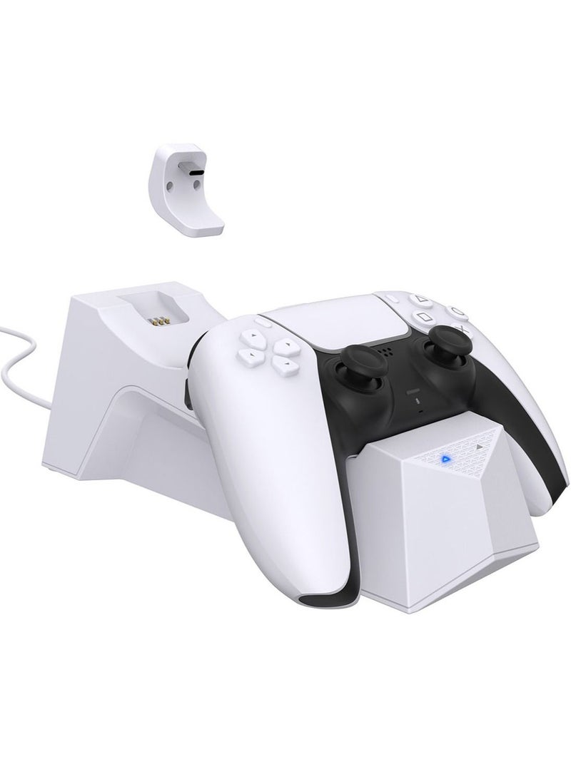GameWill - Dual Charging Dock for Playstation 5 / PS5 charging station for DualSense Wireless controllers - White - Image 1