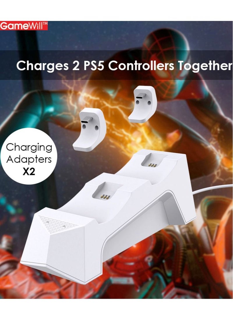 GameWill - Dual Charging Dock for Playstation 5 / PS5 charging station for DualSense Wireless controllers - White - Image 1