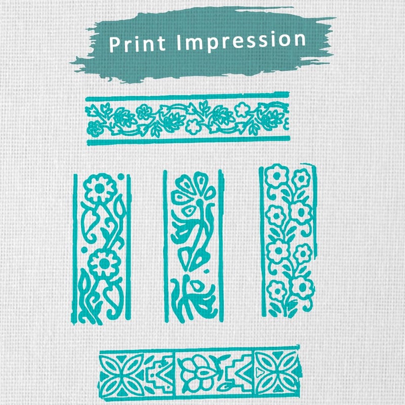 TWOGRAMS | Set of 5 | Wooden Indian Traditional Design Printing Stamps/Blocks for Printing Saree Border/Dresses/Craft Card Making/Scrapbook/Clay Pottery - Image 3