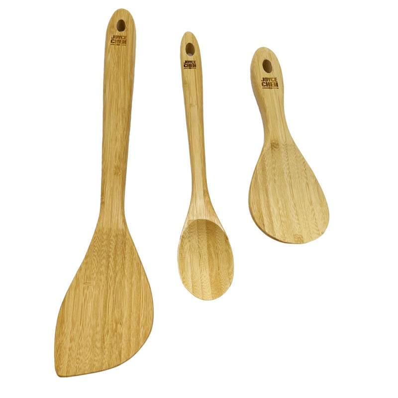 Joyce Chen Burnished Bamboo Wok Utensils 3Piece Stir Fry Set