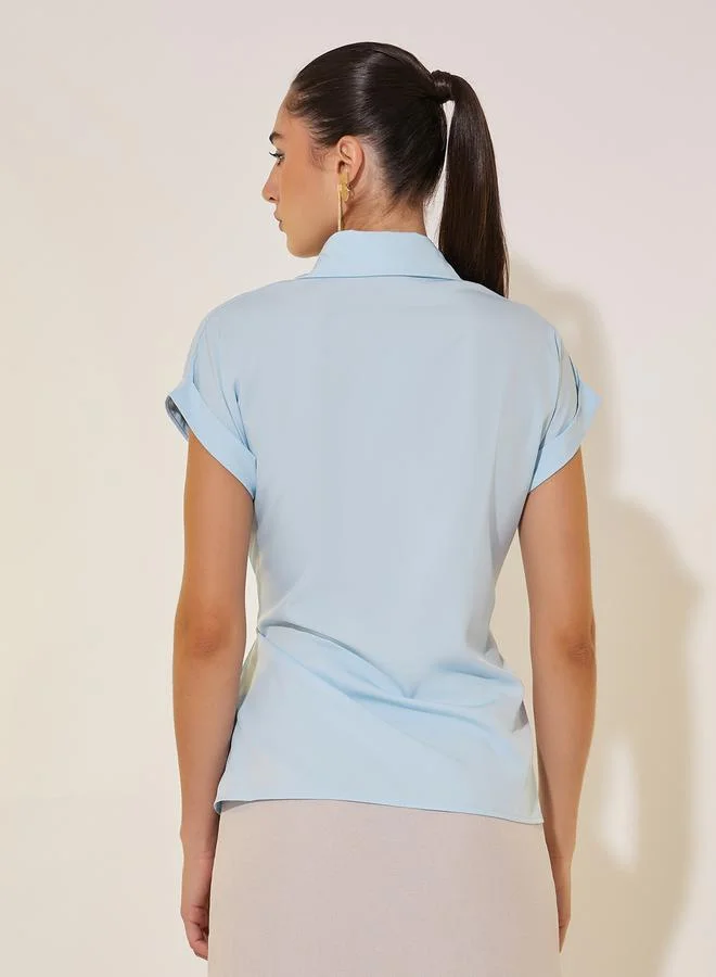 تايك تو Textured Tie-Front Wrap Tops