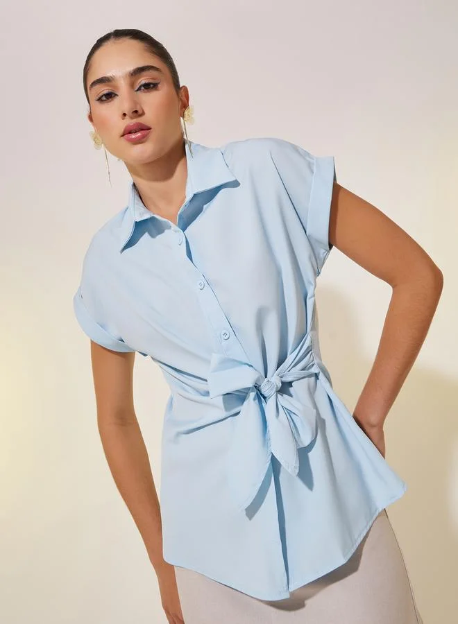 تايك تو Textured Tie-Front Wrap Tops