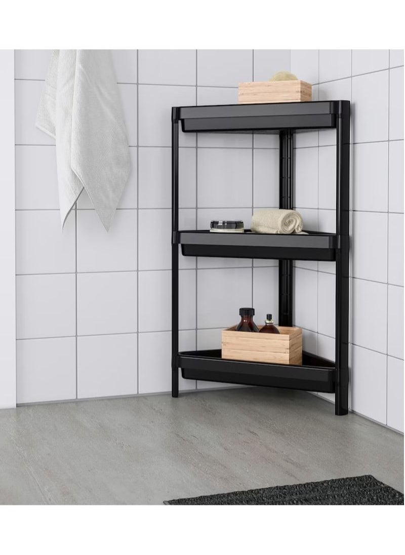 AGD - 3-Tier Plastic Corner Storage Rack Black - Image 1