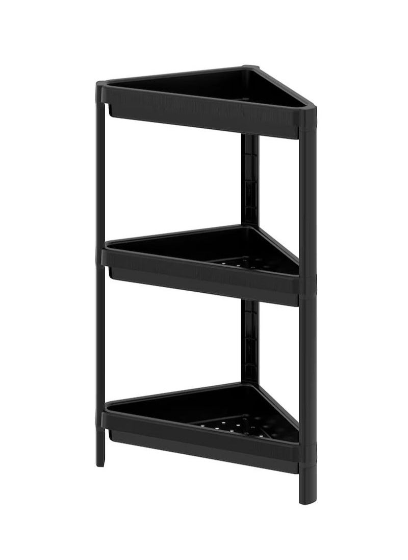 AGD - 3-Tier Plastic Corner Storage Rack Black - Image 1