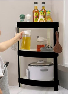 3-Tier Plastic Corner Storage Rack Black