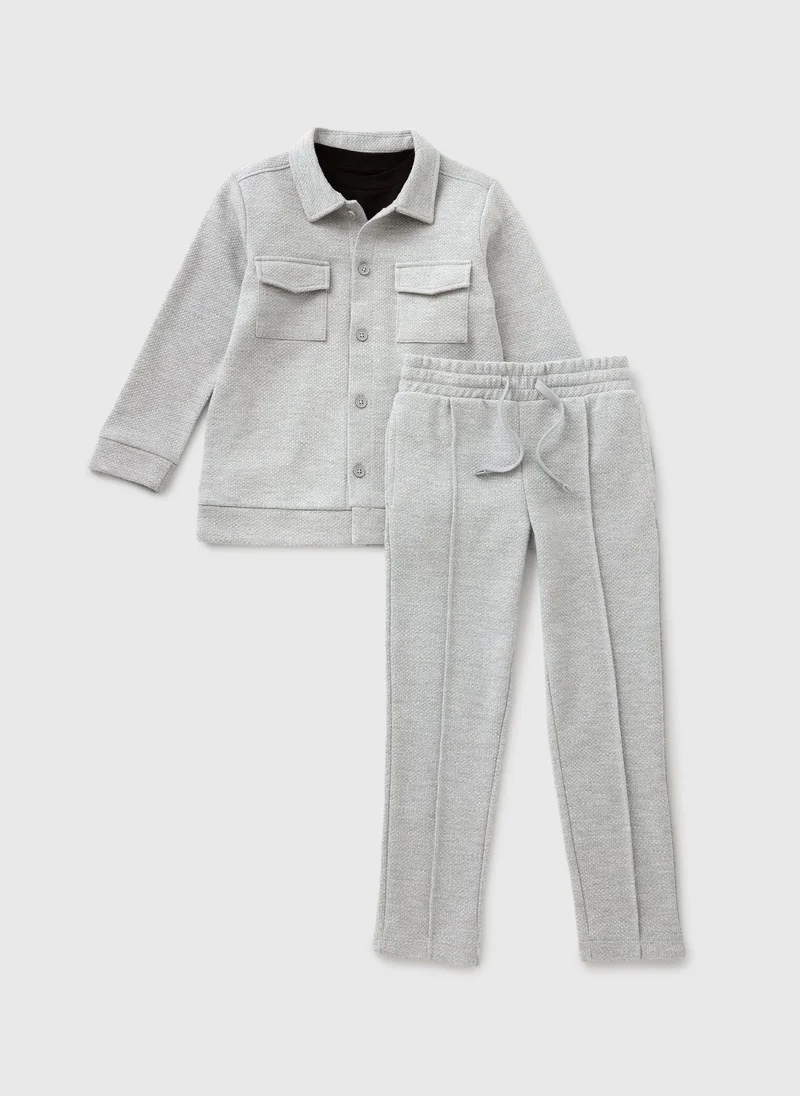 Matalan 3 Piece Boys Grey Smart Shacket & Trouser Set