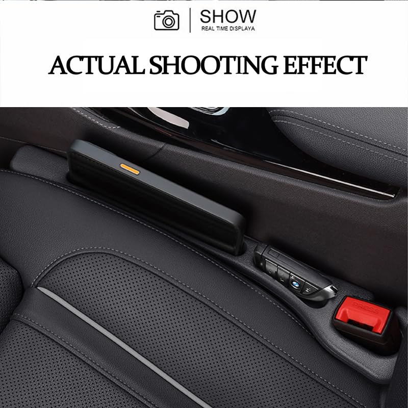 Mtverver Car Seat Gap Filler Organizer Universal Fit Car SUV Truck Console Side Plug Strip Stopping Phone Key from Falling, Pack of 2 Black (Black) - Image 2