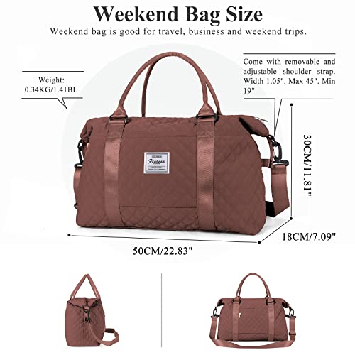 HYC00 Travel Duffel Bag, Weekender Overnight Bags for Women, Carry On Personal Item Bag with Trolley Sleeve & Wet Pocket,Rust Red - Image 3