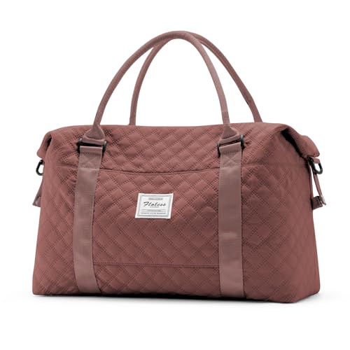HYC00 Travel Duffel Bag, Weekender Overnight Bags for Women, Carry On Personal Item Bag with Trolley Sleeve & Wet Pocket,Rust Red - Image 1