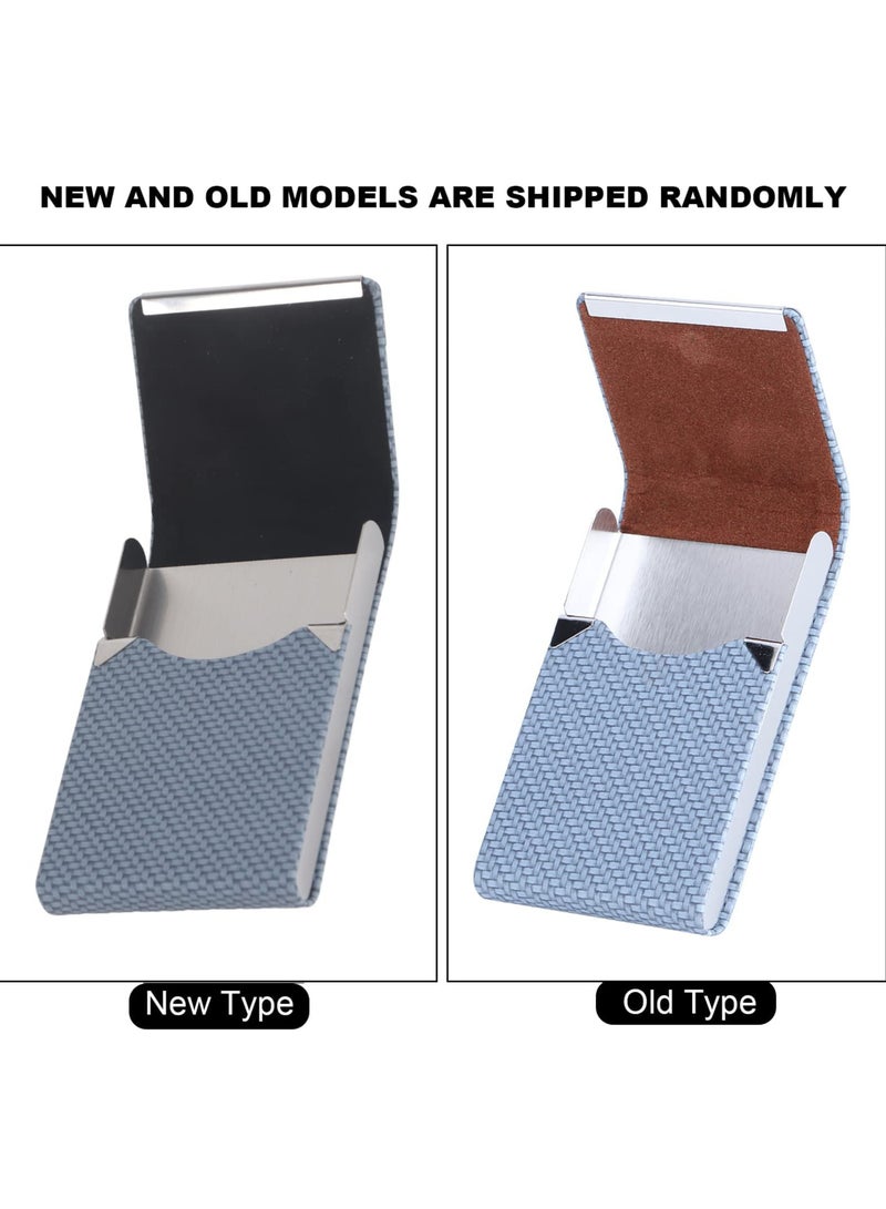 NIIMBOT Business Card Holder, PU Leather Business Card Case Pocket Card Holders for Men or Women, Metal Slim Name Card Holder RFID Blocking Business Card Carrier with Magnetic Closure Blue  - Image 5